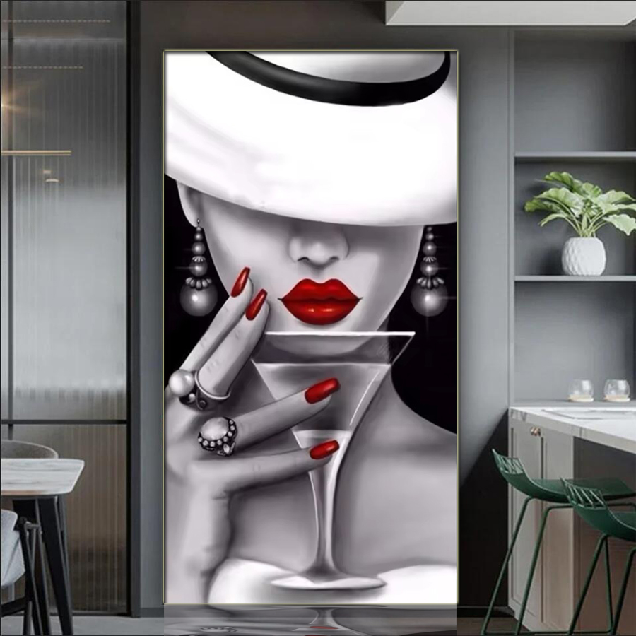Nail Art Valentine - Elegant Woman Full Diamond Mosaic Kits