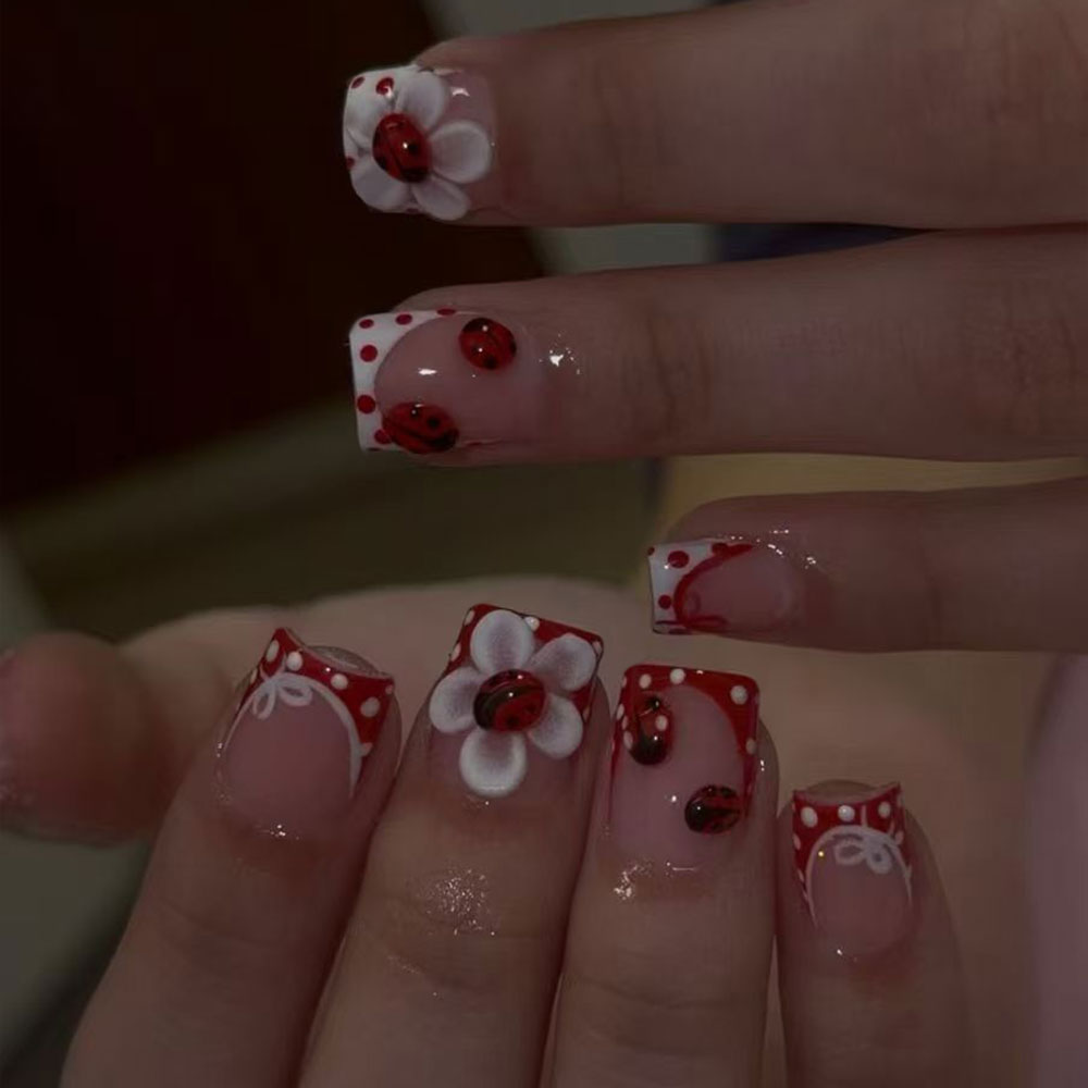 Nail Art French Nails - 24 Pieces Per Set. Rectangular 3D