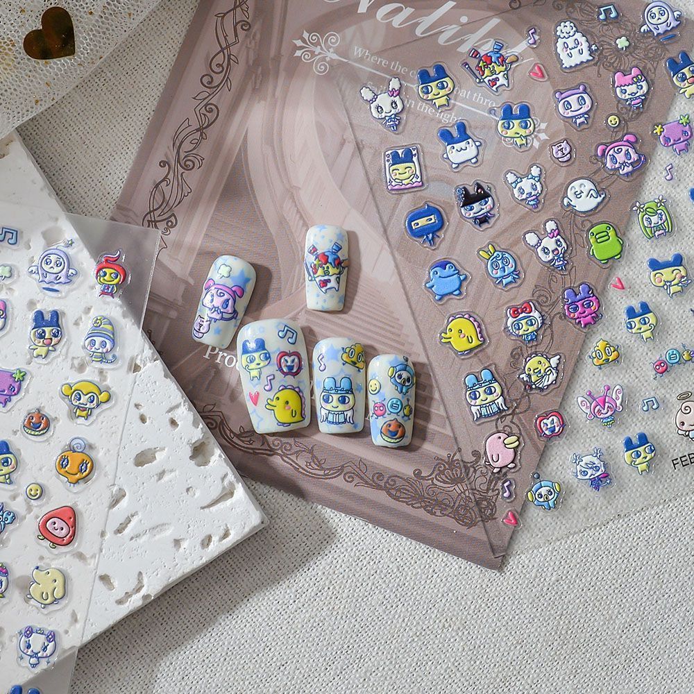 Nail Art Motif - Tamagotchi Cartoon 3D Embossed Relief Nail
