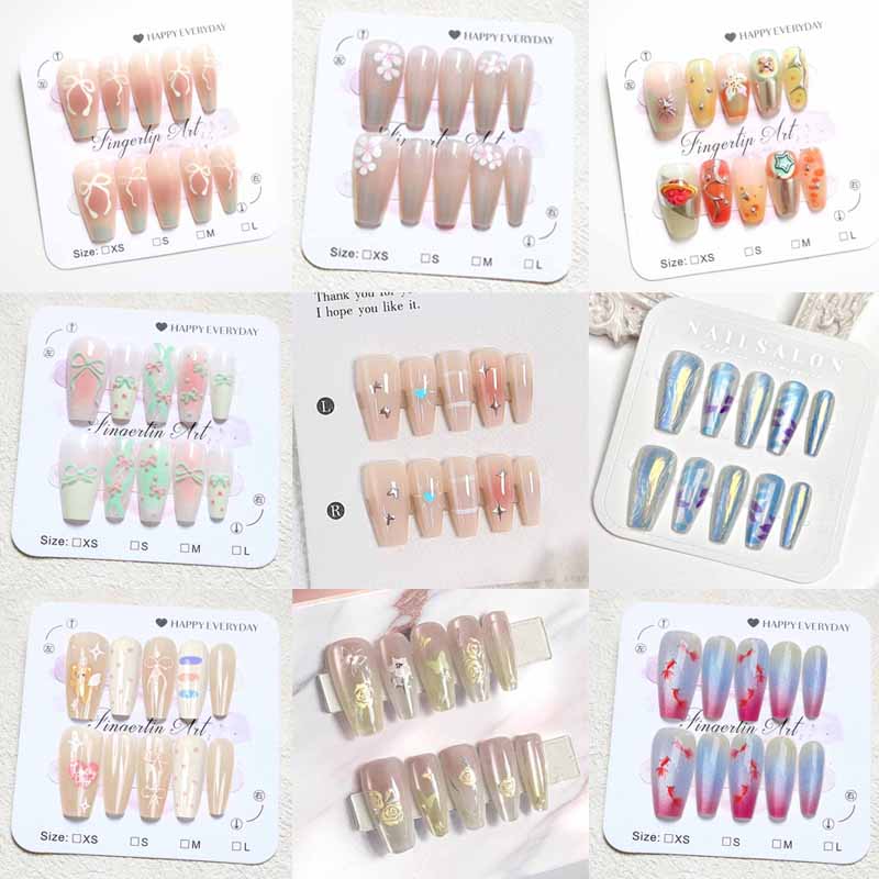 Nail Art French Nails - 10 Pcs Women French Style High