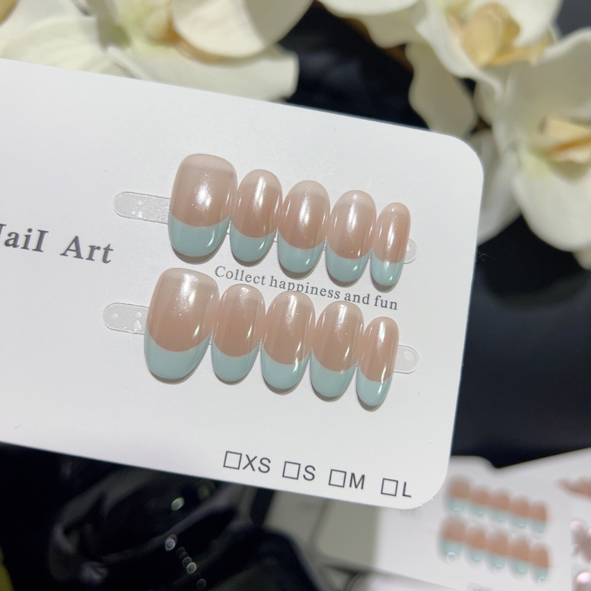 Nail Art Simple - 10Pcs French Almond Oval Short Finished