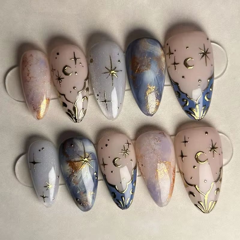 24Pcs Short Almond Nails Set F - огляд і ціна Nail Art French Nails
