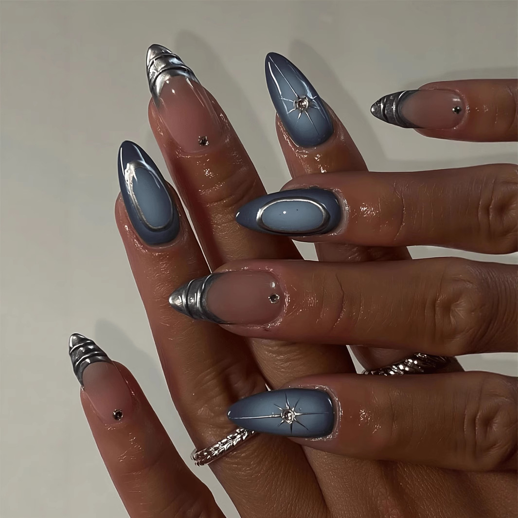 24Pcs Short Almond Nails Set F - огляд і ціна Nail Art French Nails