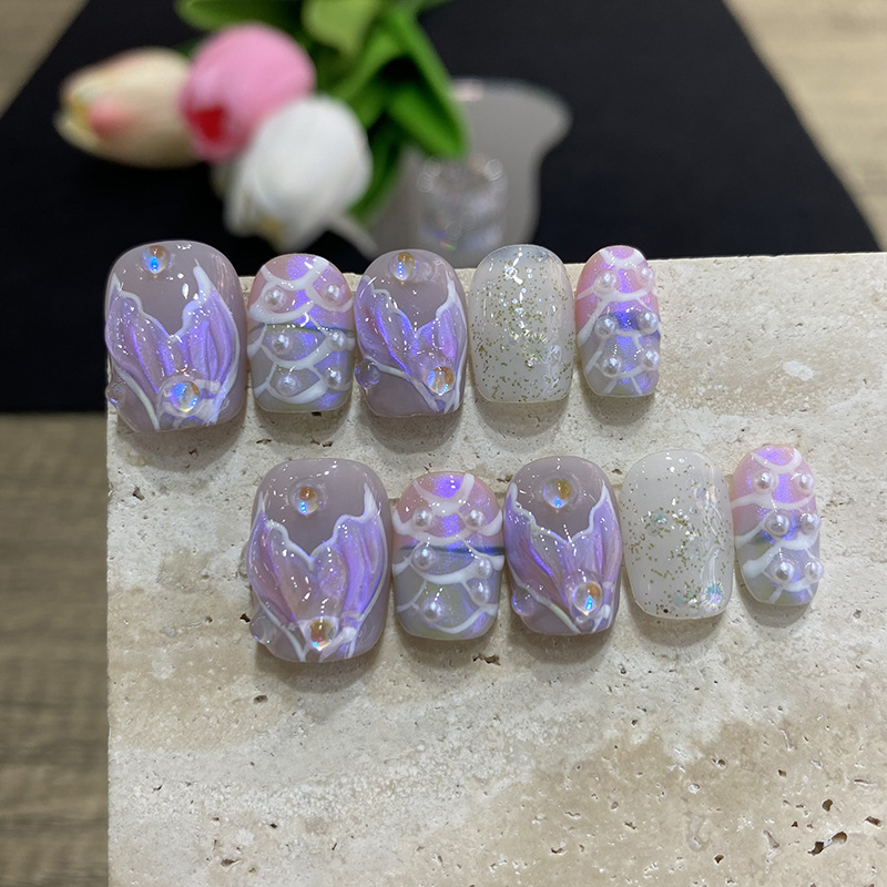 10pcs Butterfly Flower Fake Na - огляд і ціна Nail Art French Nails
