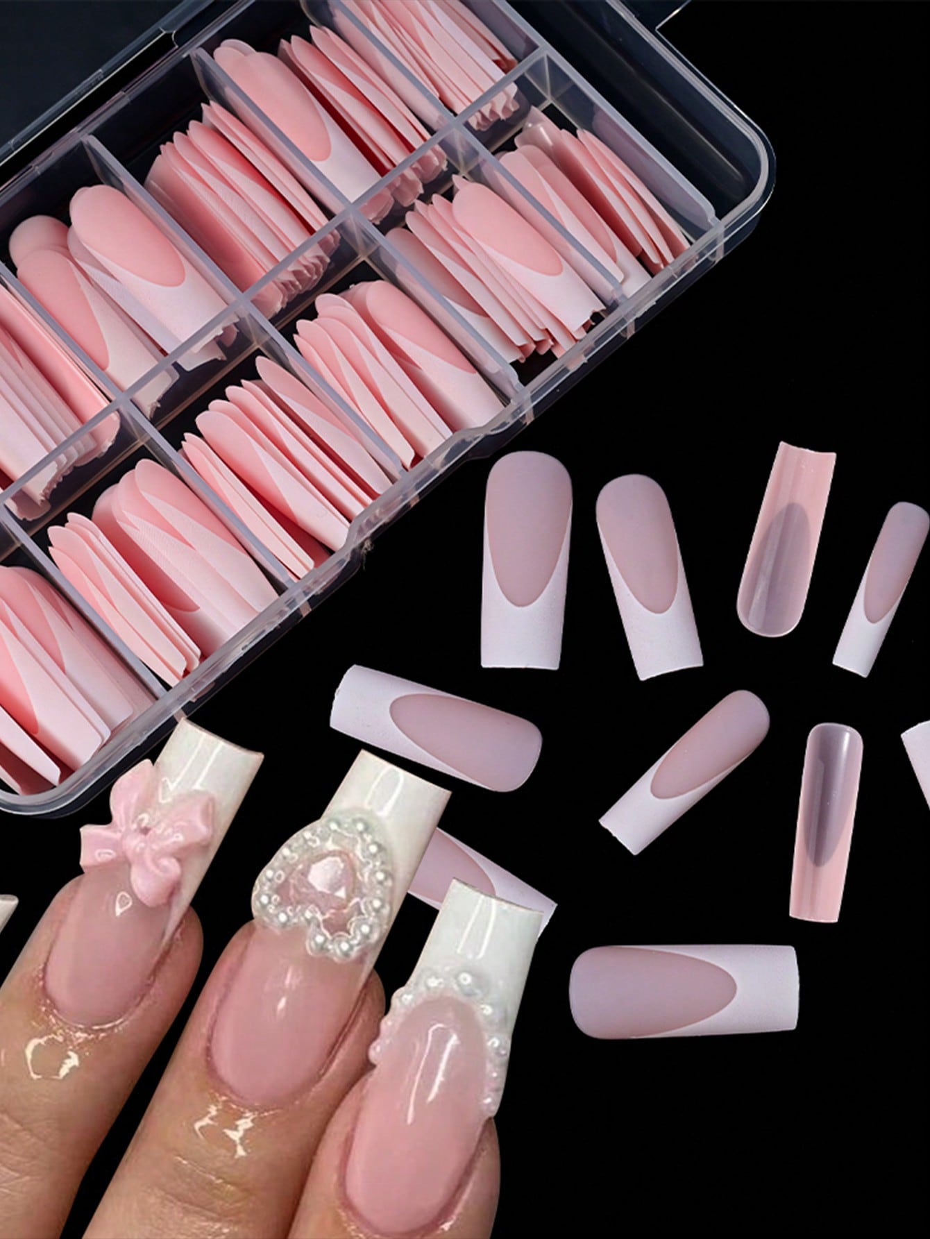 120pcs/Box Light Pink French F - огляд і ціна Nail Art Natural Pink