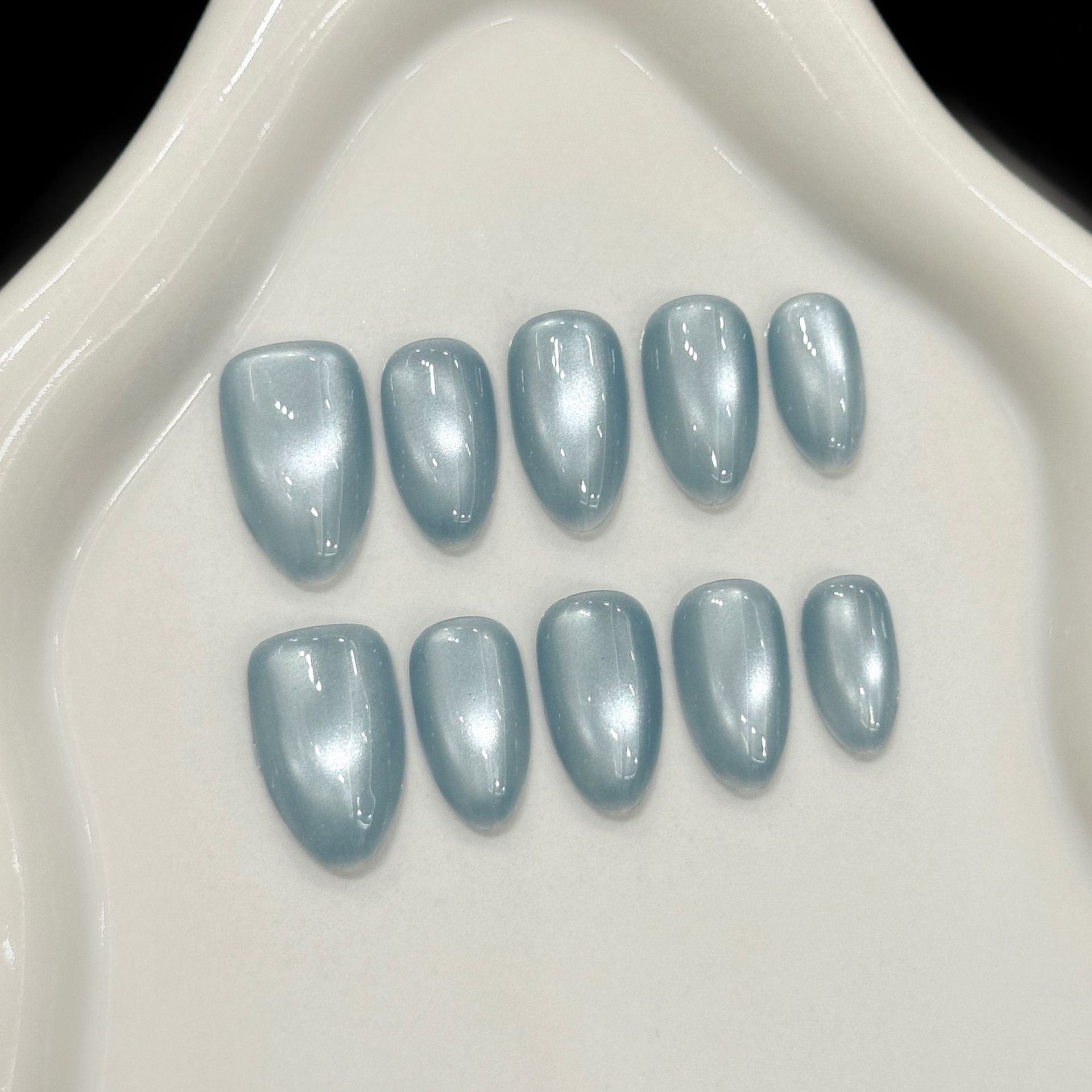 10Pcs Blue Cat Eye French Shor - огляд і ціна Nail Art French Nails