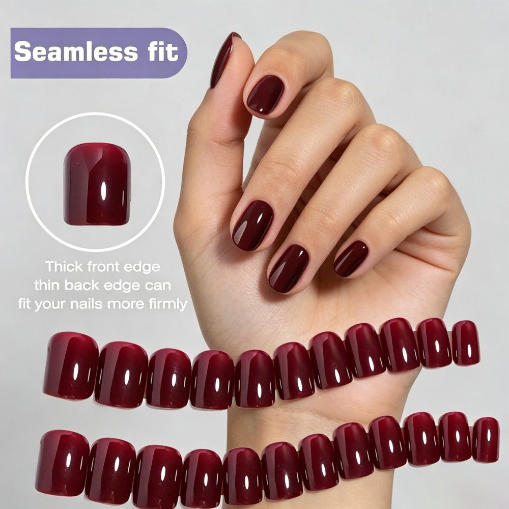 24Pcs Set of Wine-Red Cat-Eye  - огляд і ціна Nail Art Red Wine Cat Eye