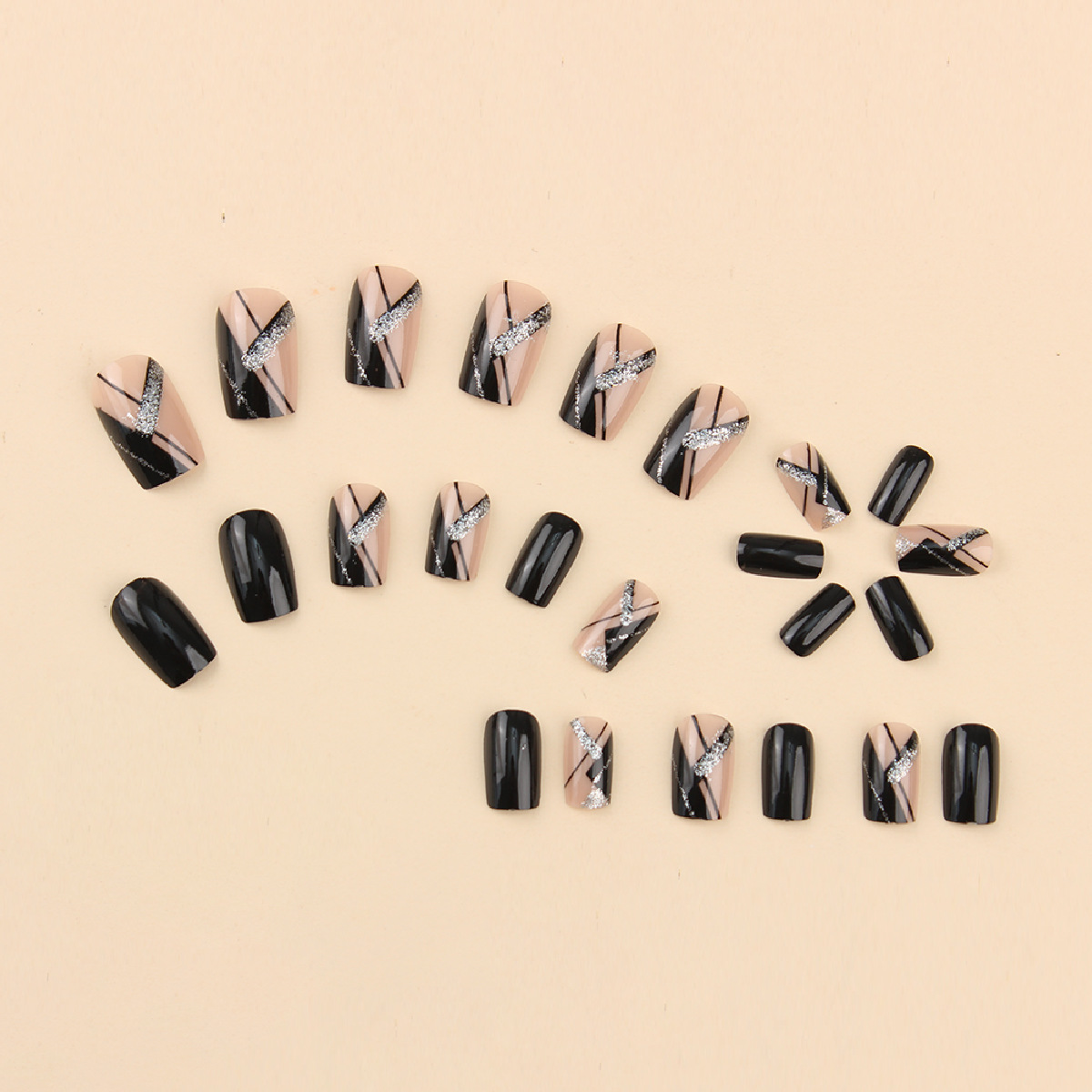 24Pcs Square Black Short Cover - огляд і ціна Nail Art Simple