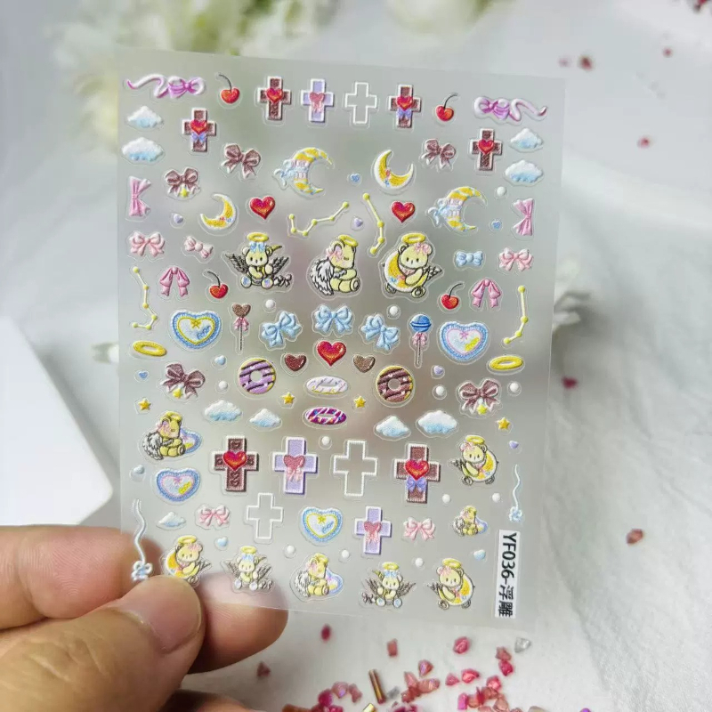 Cute Angel Bear Cartoon 3D Rel - огляд і ціна Nail Art Motif