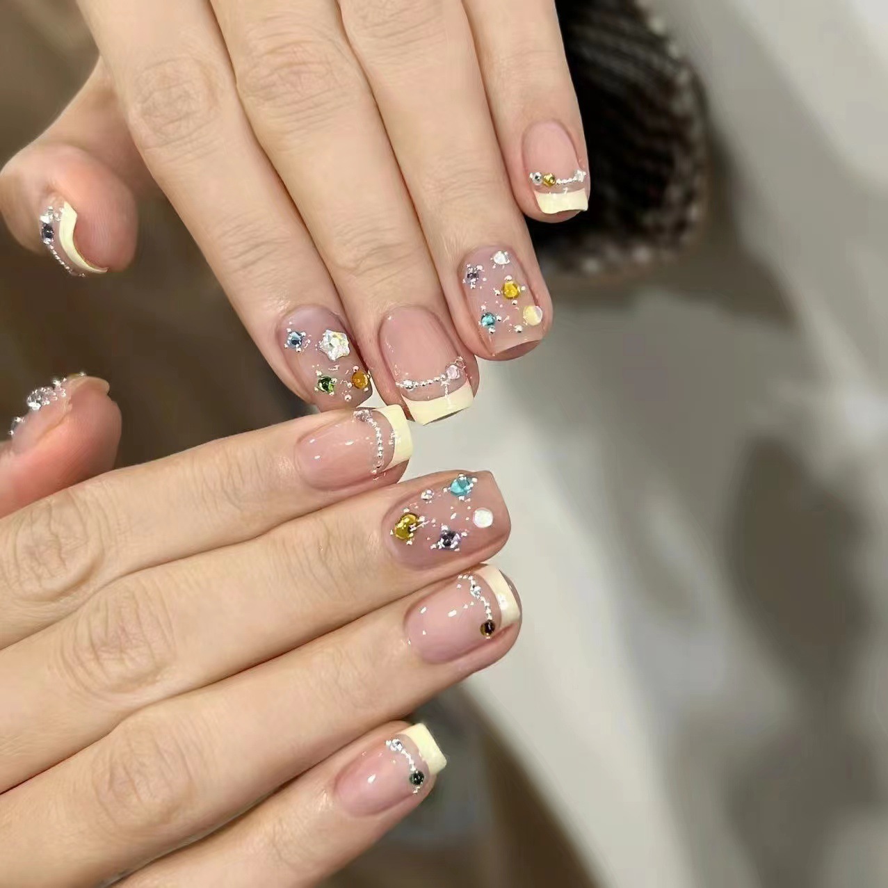 10Pcs Short Square French Hand - огляд і ціна Nail Art Simple