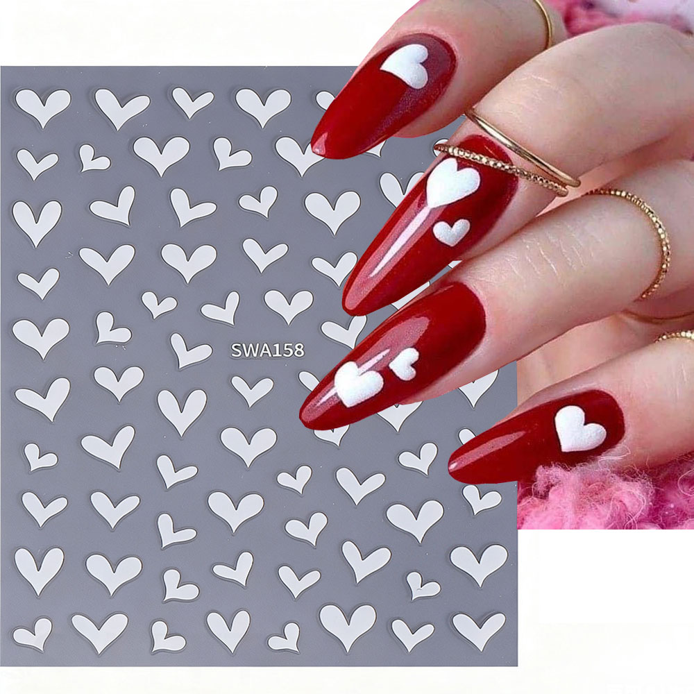 3D White Heart Valentine's Day - огляд і ціна Nail Art Valentine