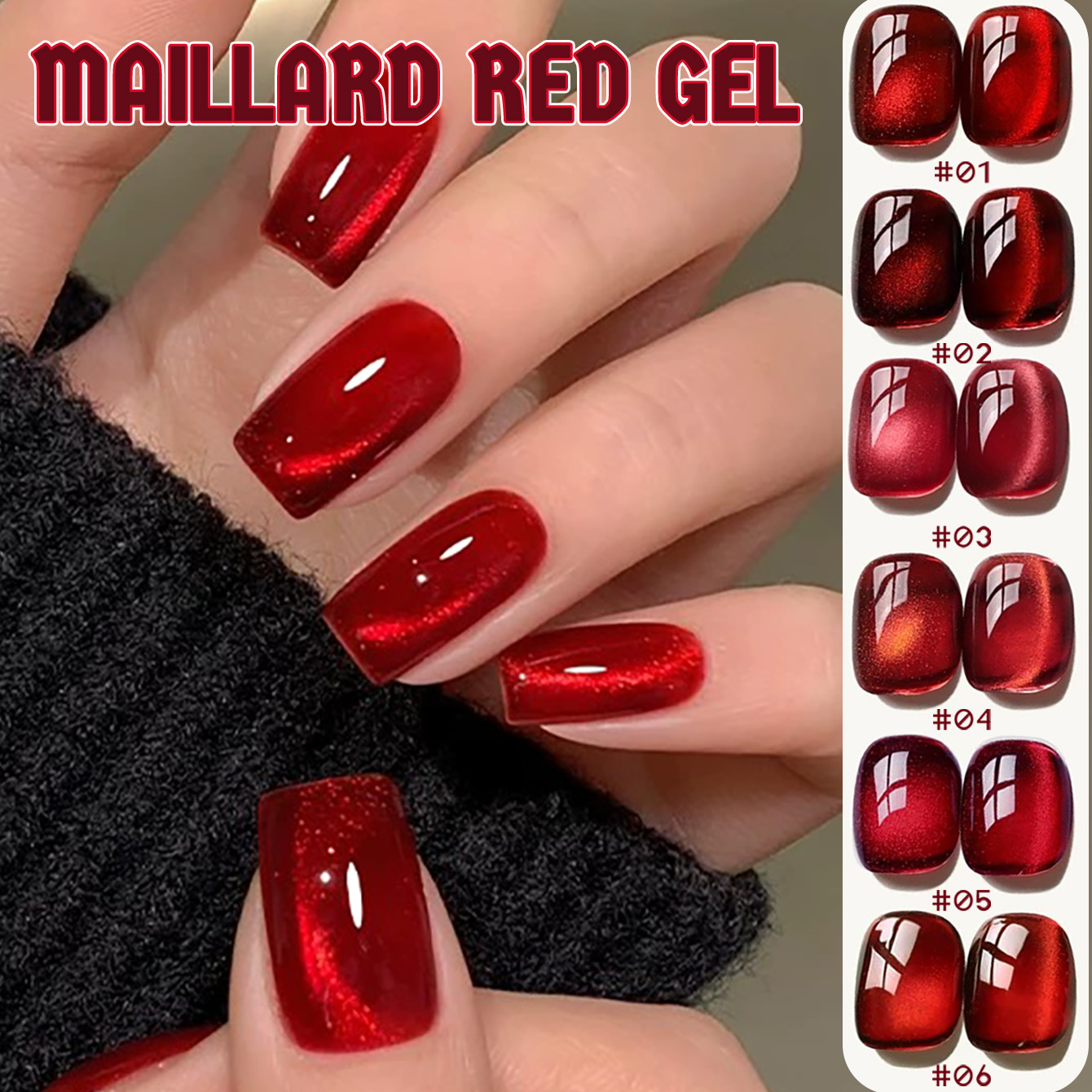 1pcs TC Whitening Red Transpar - огляд і ціна Nail Art Red Wine Cat Eye