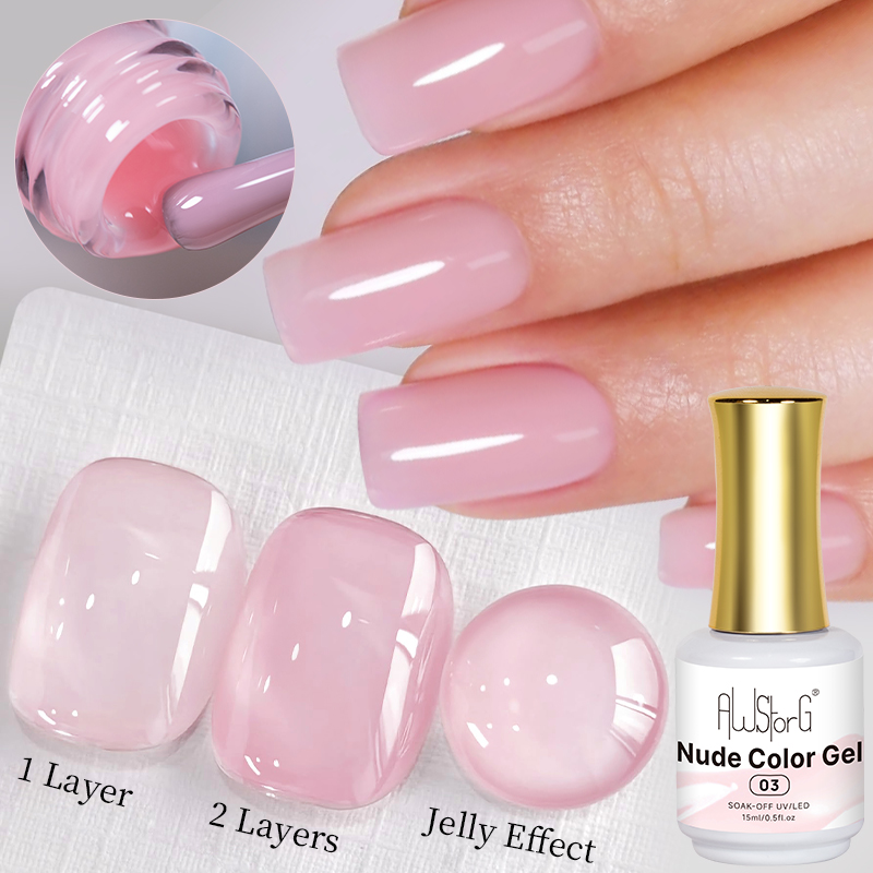 AWStorG 15ml Jelly Nude Pink T - огляд і ціна Nail Art Natural Pink