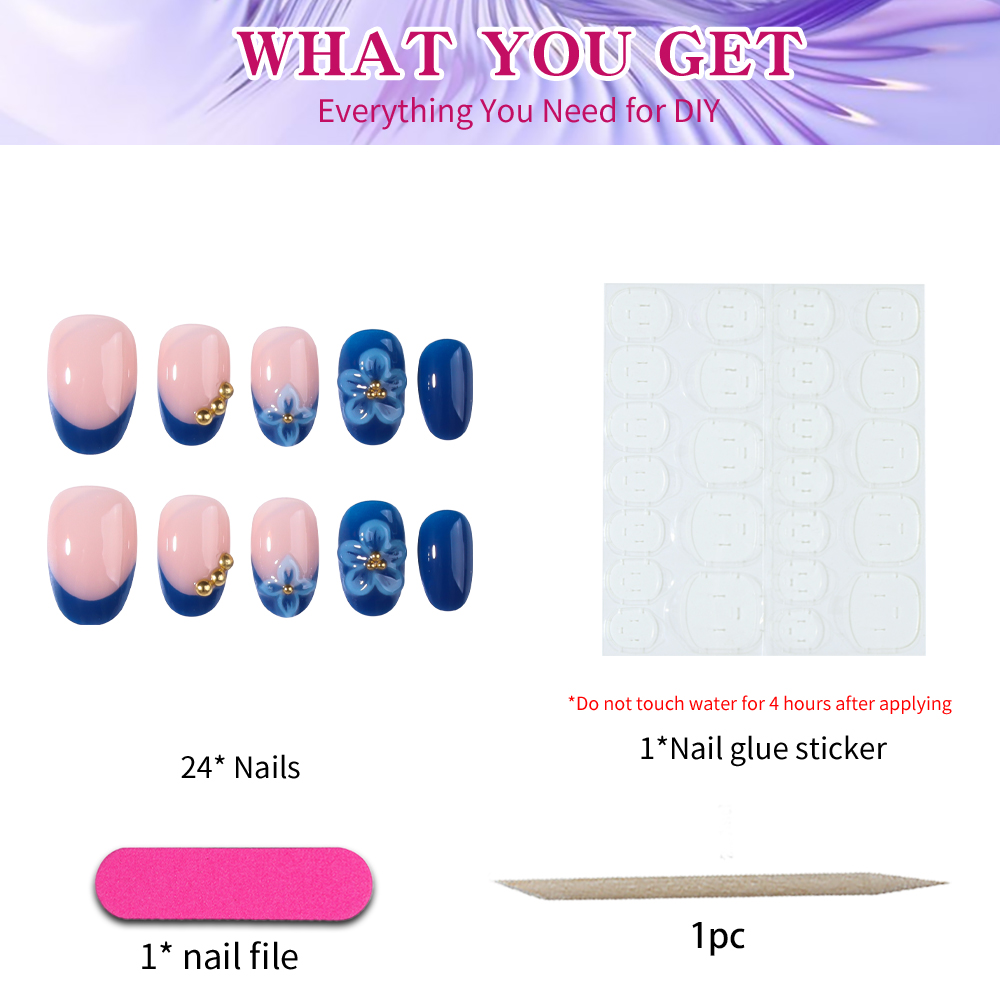 24pcs Short Oval 3D Gel Nail S - огляд і ціна Nail Art French Nails