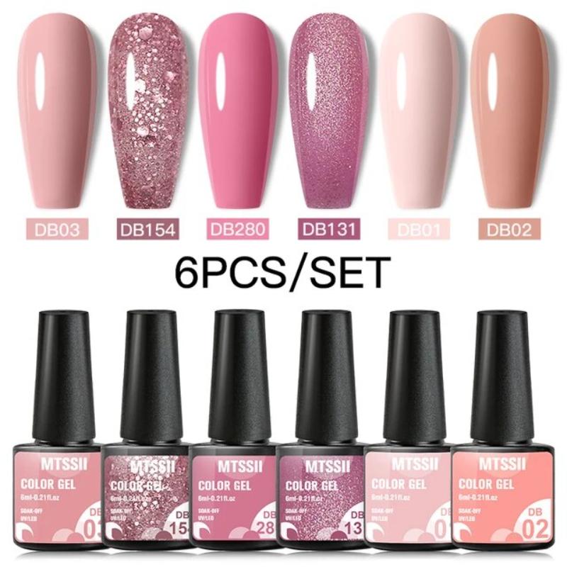 Mtssii 6PCS/Set Pink Glitter G - огляд і ціна Gel Top Coat