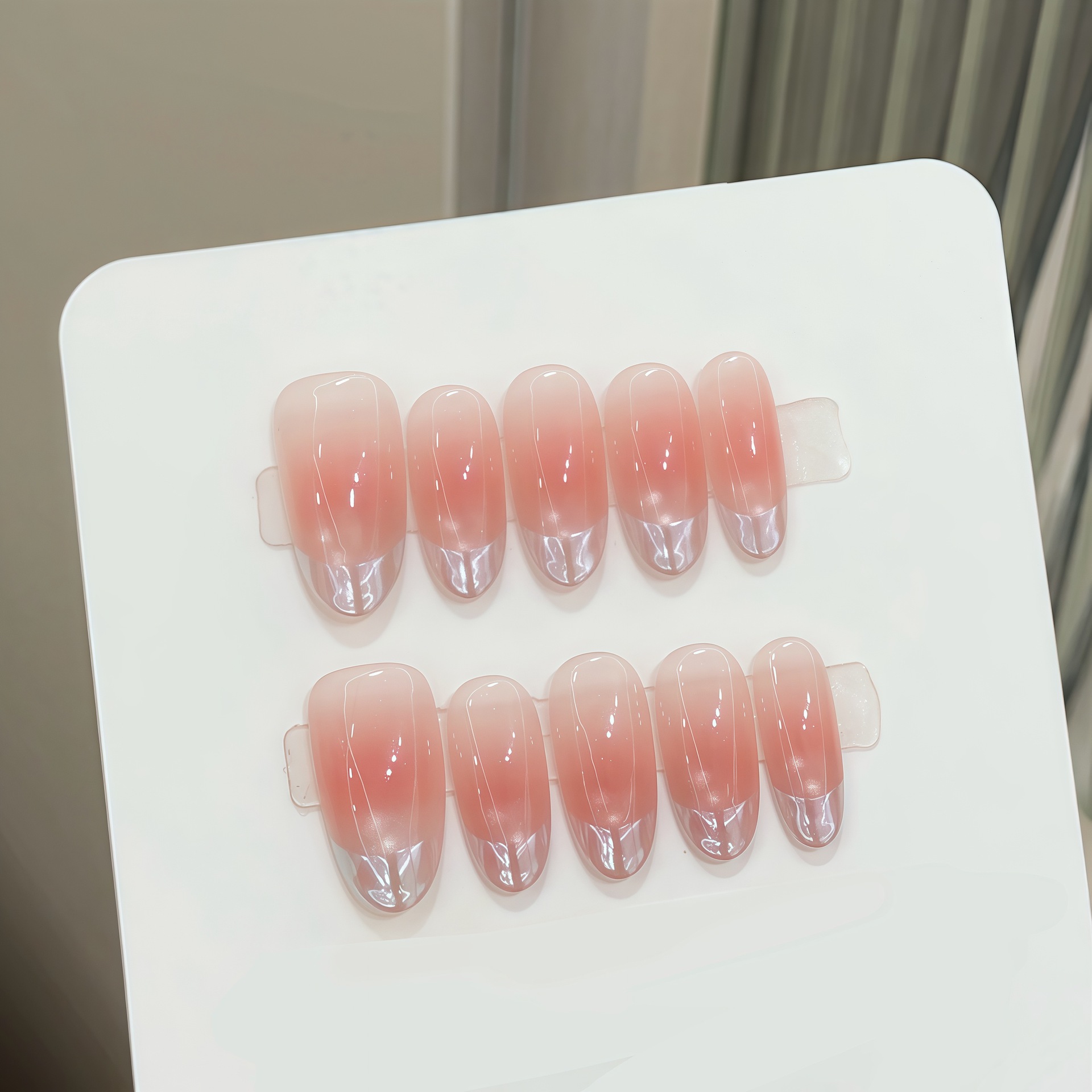 10pcs Pure Hand Pressed Oval N - огляд і ціна Nail Art French Nails