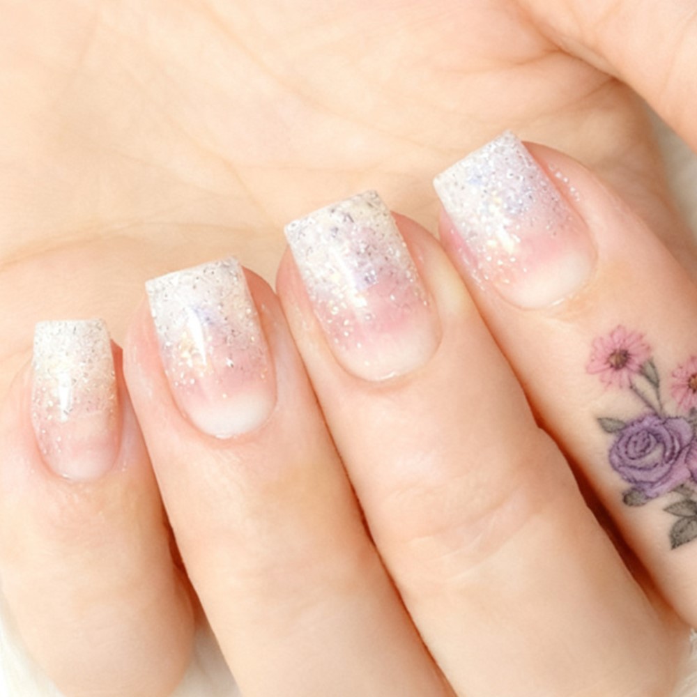 Glitter Short Fake Nail Tips W - огляд і ціна Nail Art Natural Pink