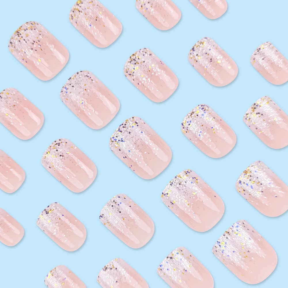 Glitter Short Fake Nail Tips W - огляд і ціна Nail Art Natural Pink