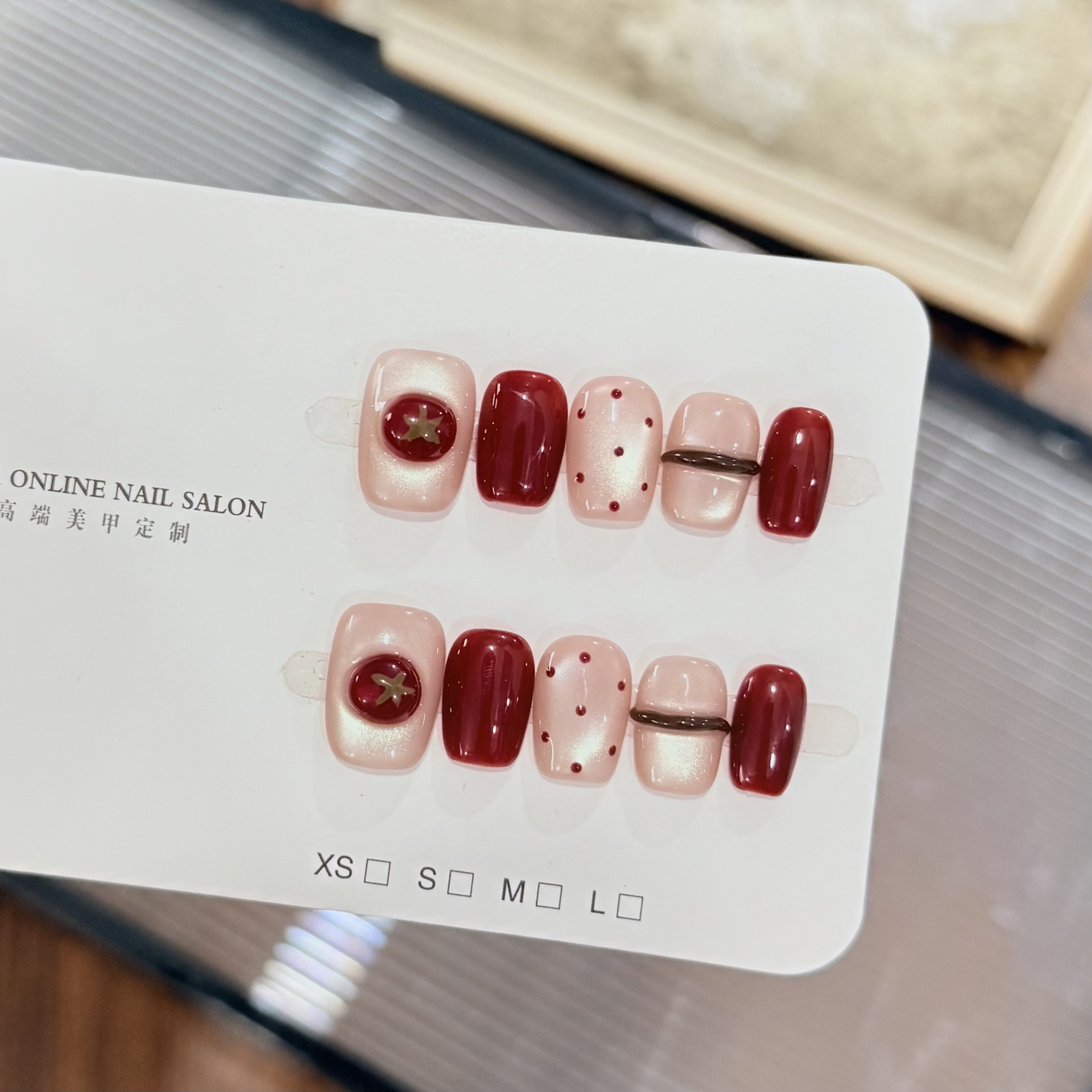 10pcs Nude Pearl Cat Eye Wine  - огляд і ціна Nail Art Red Wine Cat Eye